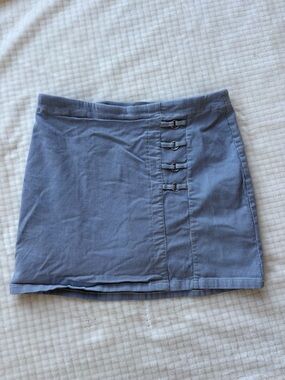 Briggs New York Light Blue Corduroy Mini Skirt with Buckle Detail
